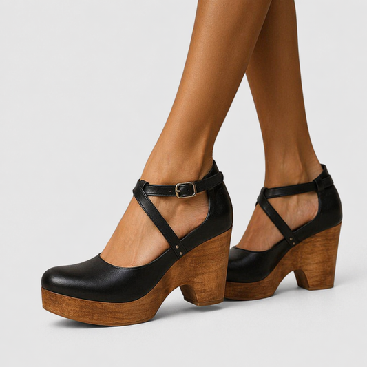 Teresa™ | Elegantes zapatos de cuña con puntera cerrada y correa al tobillo