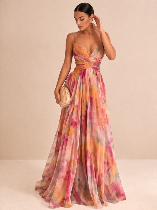 Claudia - Encantador vestido largo con estampado floral