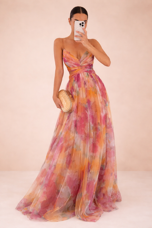 Claudia - Encantador vestido largo con estampado floral