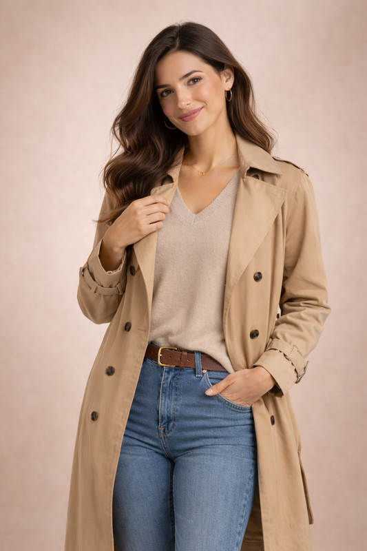 Trench Clásico Camel – Elegancia Atemporal para el Día a Día | Isabel Herrera